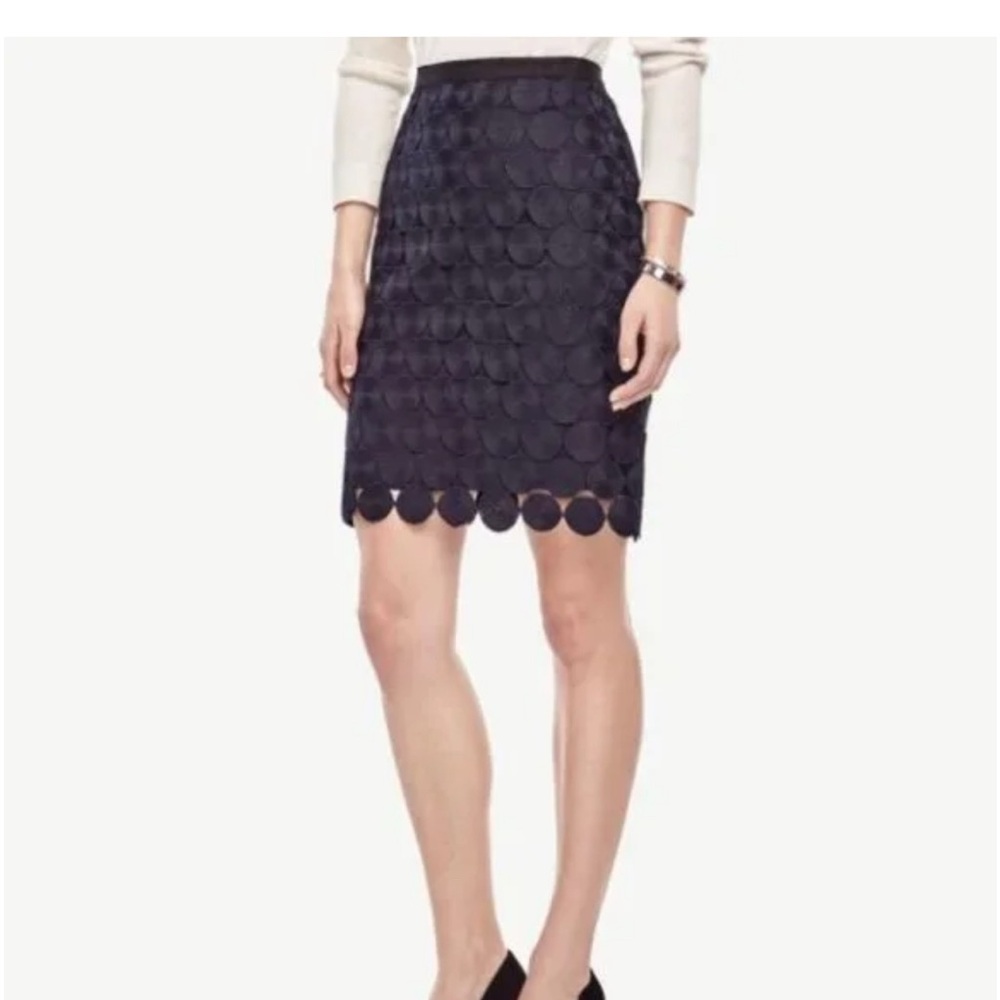 Ann Taylor Black Textured Circle Skirt